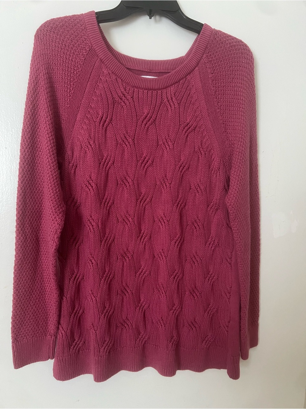 Sonoma Raspberry Cable Knit Crewneck Sweater